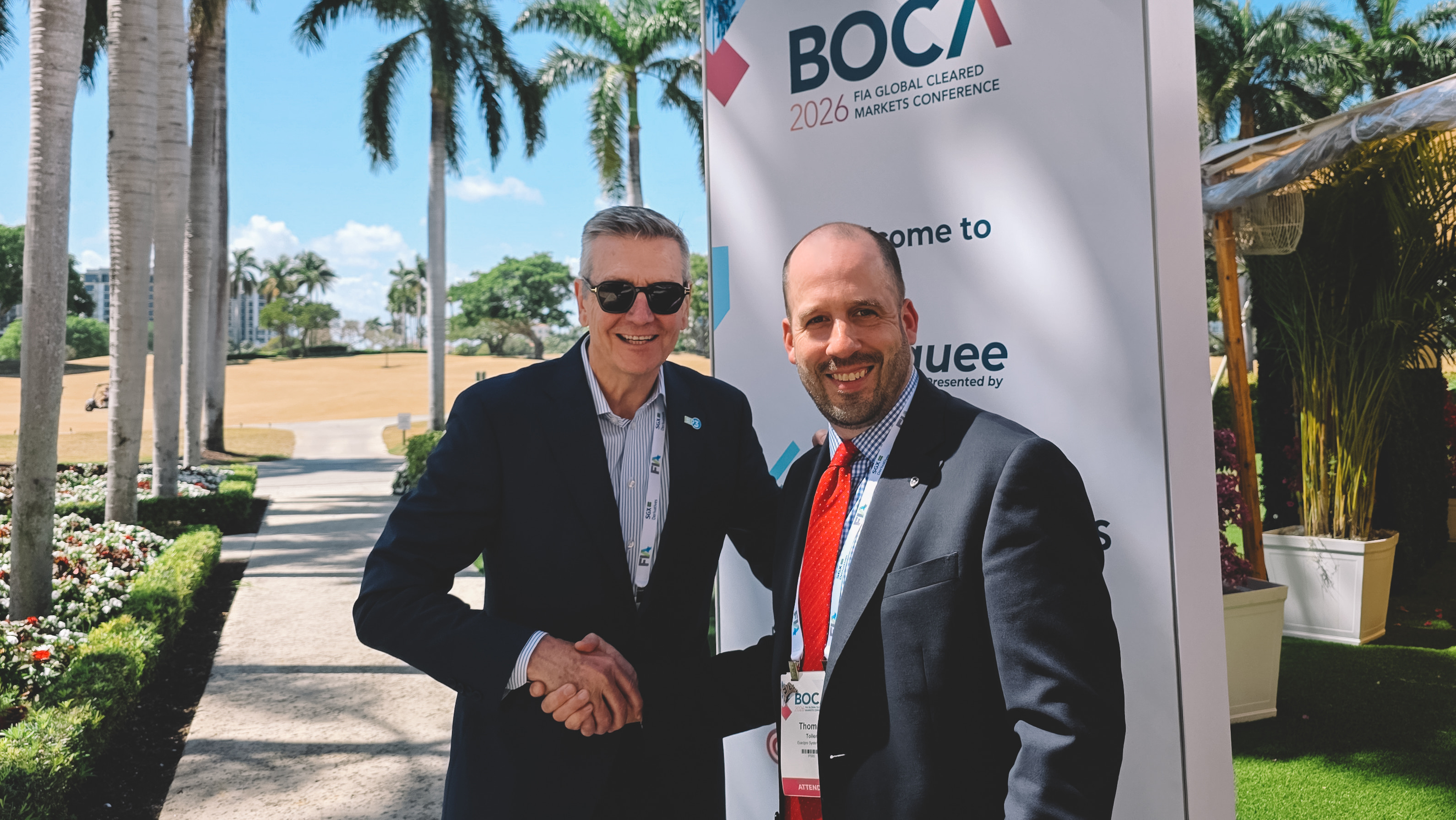 James Downs, Connamara Technologies, and Thomas Toller, Exactpro, at this week’s FIA Global Cleared Markets Conference Boca.