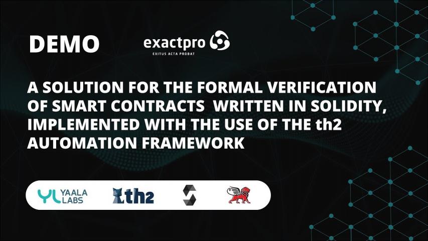Formal Verification of Smart Contracts with the th2 Automation Framework